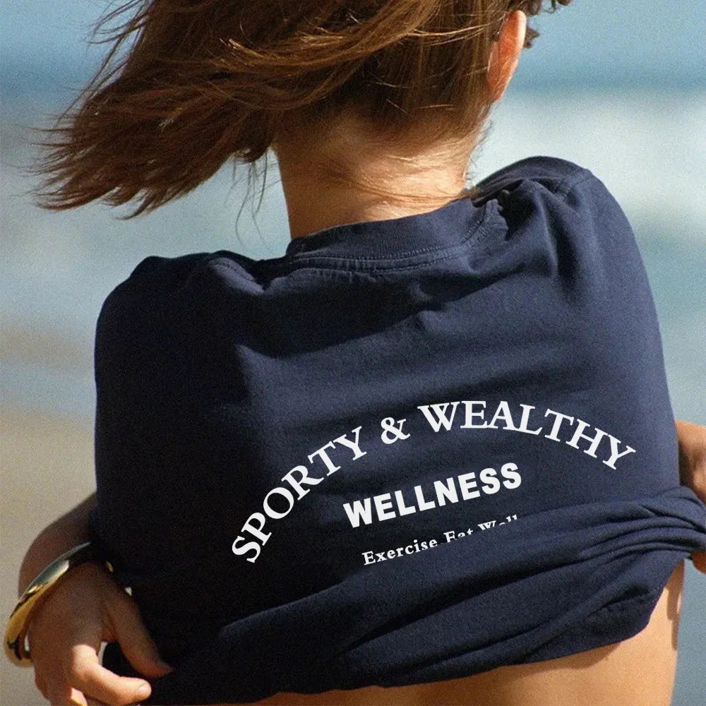 2024 Summer Stay Active Letters Printing Women Vintage T shirts Short Sleeve Loose Cotton Crewneck Tops Ins Fashion O Neck Tees