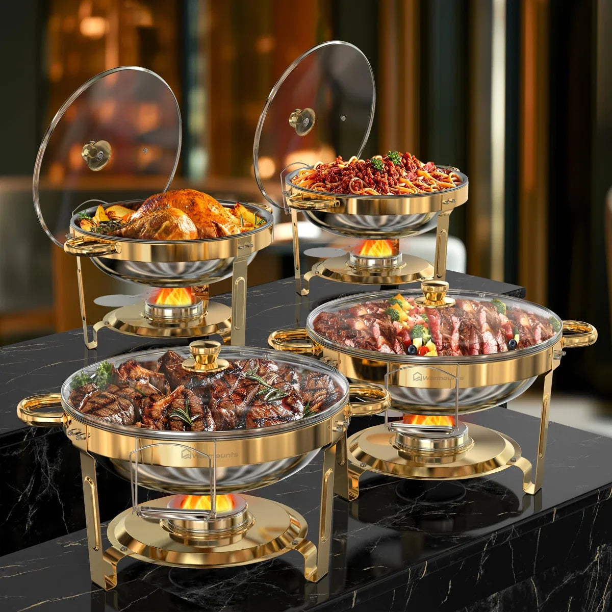 Chafing Dish Buffet Set - 5QT Gold Stainless - Party Ready