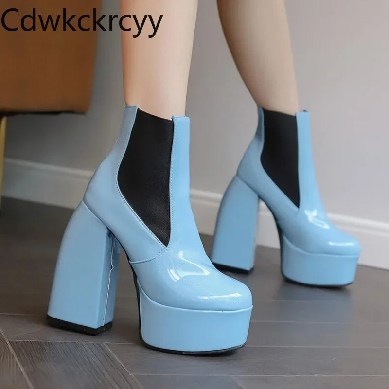 Super High Heel Platform Ankle Boots – Fleece Lined Plus Size