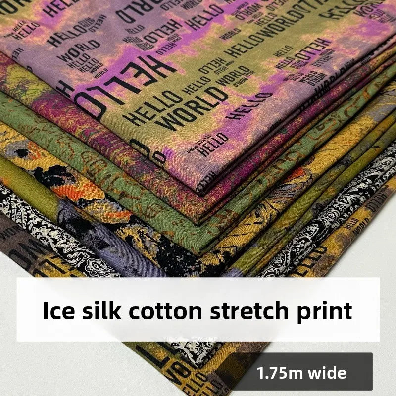 COTTON SPANDEX PRINTED FABRIC - 21 Prints, Stretch Blend, 175cm Wide - Soft Days