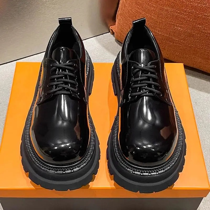 RISE UP - Men's Hidden Height-Increase Derby Shoes - Waterproof Cowhide Leather Lace-Up Business Shoes