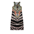 The New Sleeveless European and N Women's Dress V-neck Flower Retro Print Dress