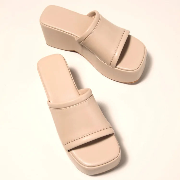 Punk Open Toe Platform High Heels Beach Slippers Female Summer Orange Green Wedges Shoes For Women Sandals Flip Flops