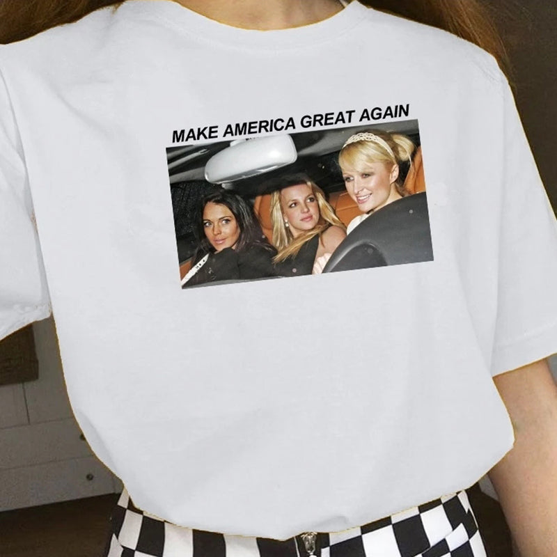 Britney Make America Great Again Graphic Tees Summer Women Fashion T Shirt Casual Tops Unisex Funny Trip T-shirts Streetwear