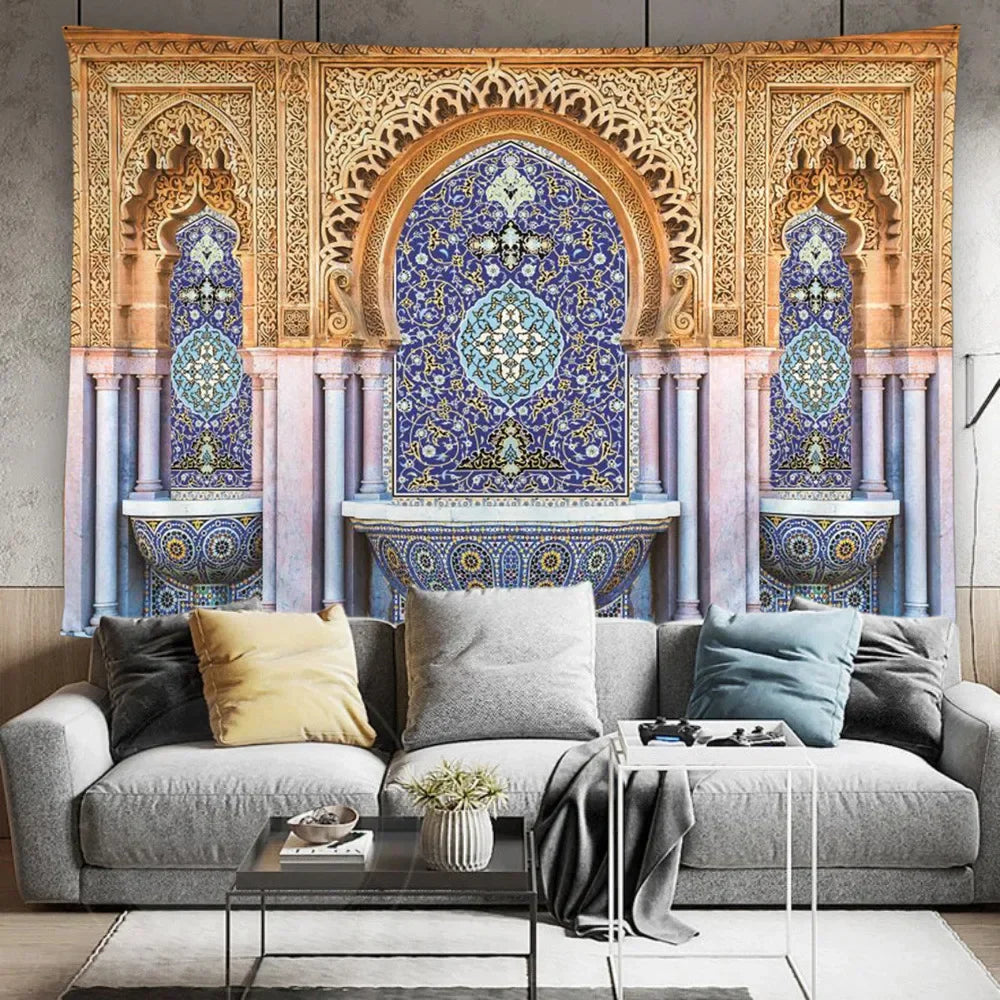 MOROCCAN GEOMETRIC TAPESTRY - 100% Polyester, 8 Colors & 12 Sizes - Ornate Walls