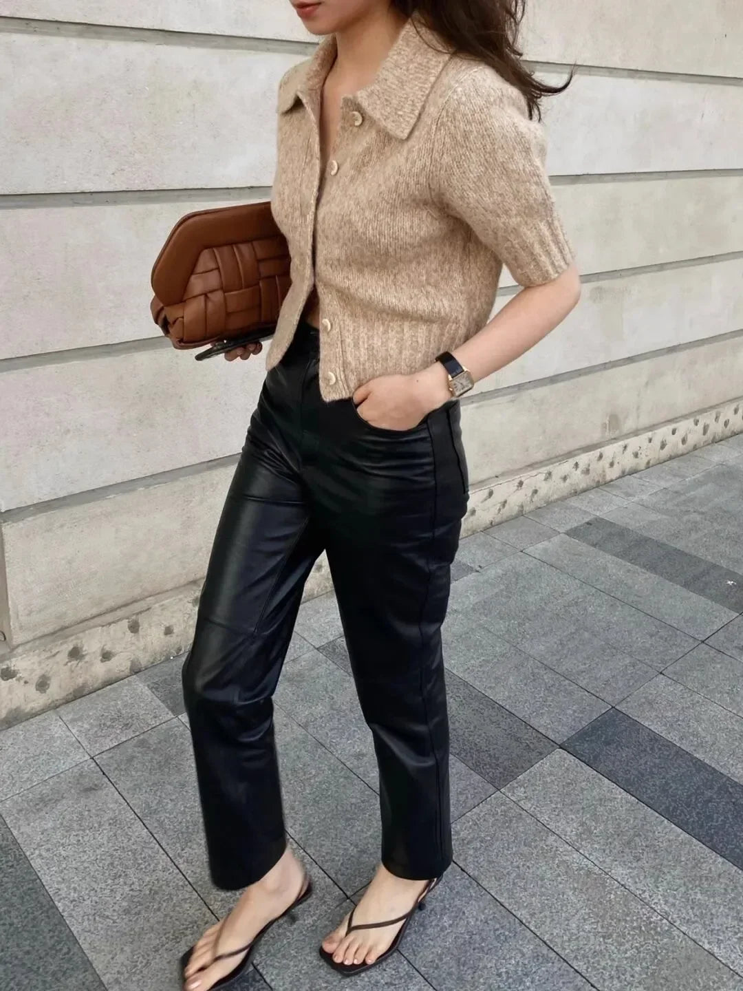 Retro Square Toe Clip Toe Sandals Kitten Heel Back Strap Brown Solid Concise French Style Sexy Fashion Women's Shoes Summer Casual
