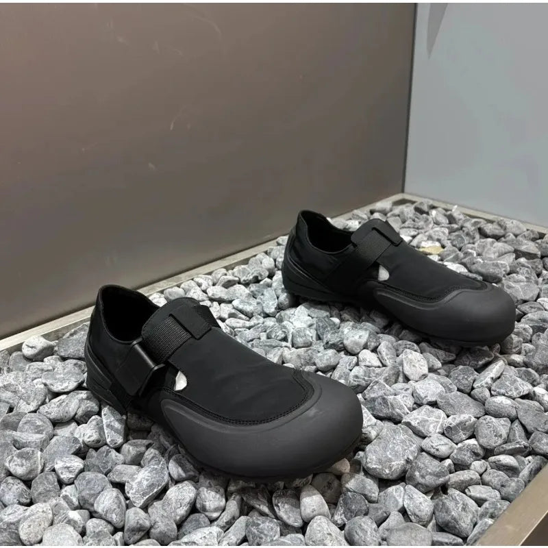 HOLLOW STRIDE - Men's Breathable Buckle Strap Slip-On Shoes - Height Increasing Casual Flats