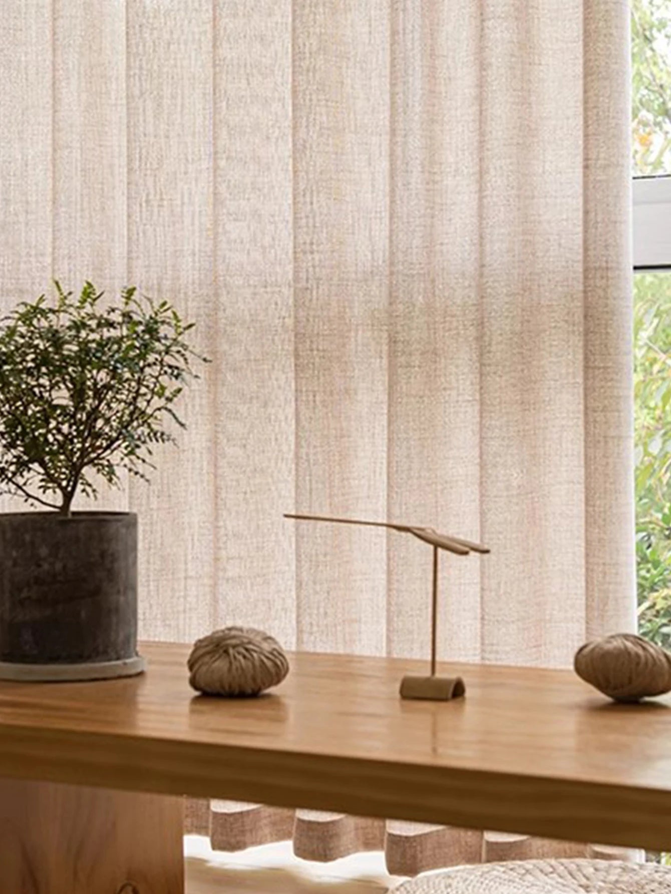 NATURAL LINEN-LOOK SHEER CURTAINS - Gauze Voile Panel, 4 Headings - Soft Windows, Quiet Spaces