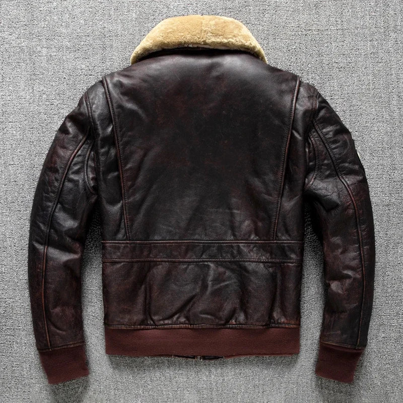 G1 PILOT - Men's Genuine Cowhide Air Force Flight Jacket - Brown, S–6XL