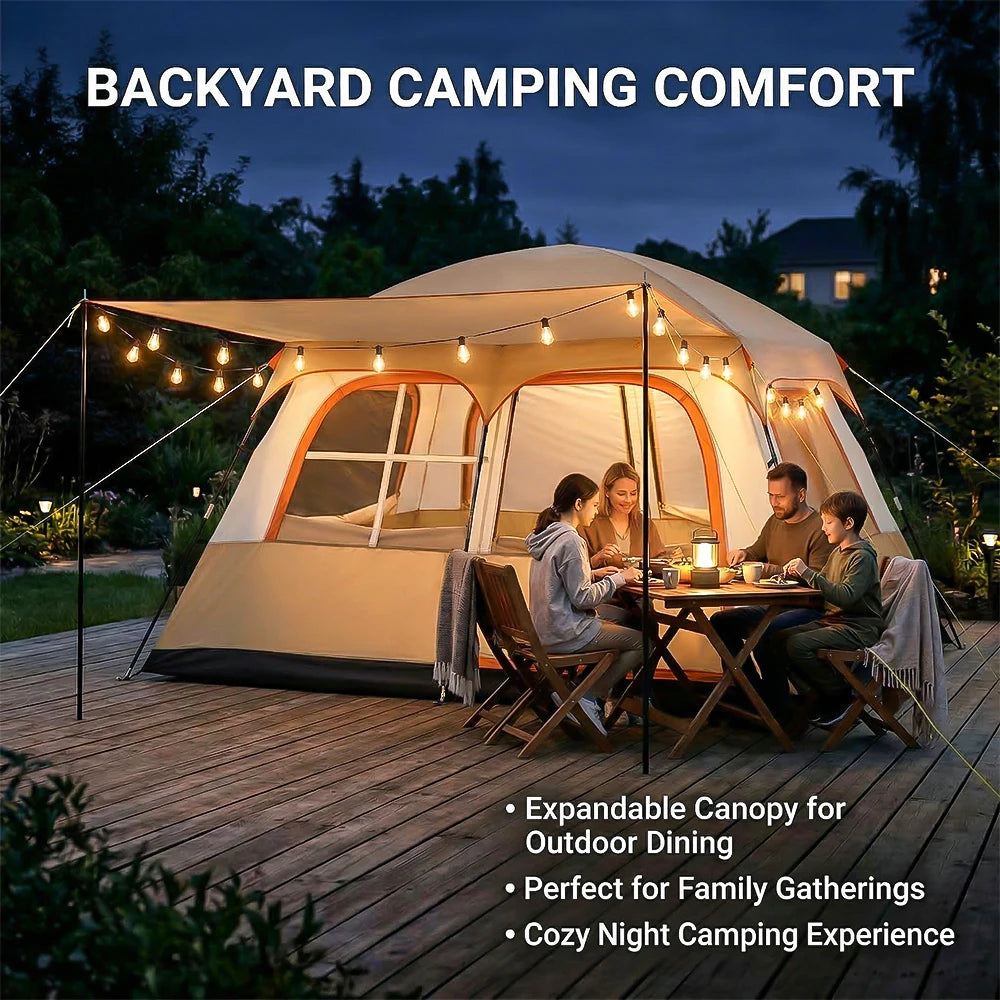 4-6 Person Family Camping Tent 2 Bedrooms Large Waterproof Easy Setup