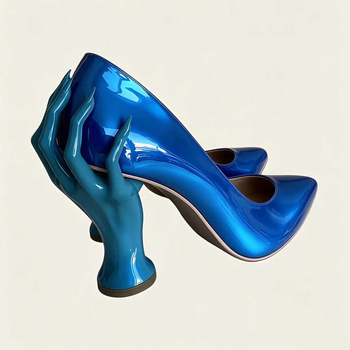 Patent Leather Pumps – Pointed Toe Sculptural Heel Slip-On