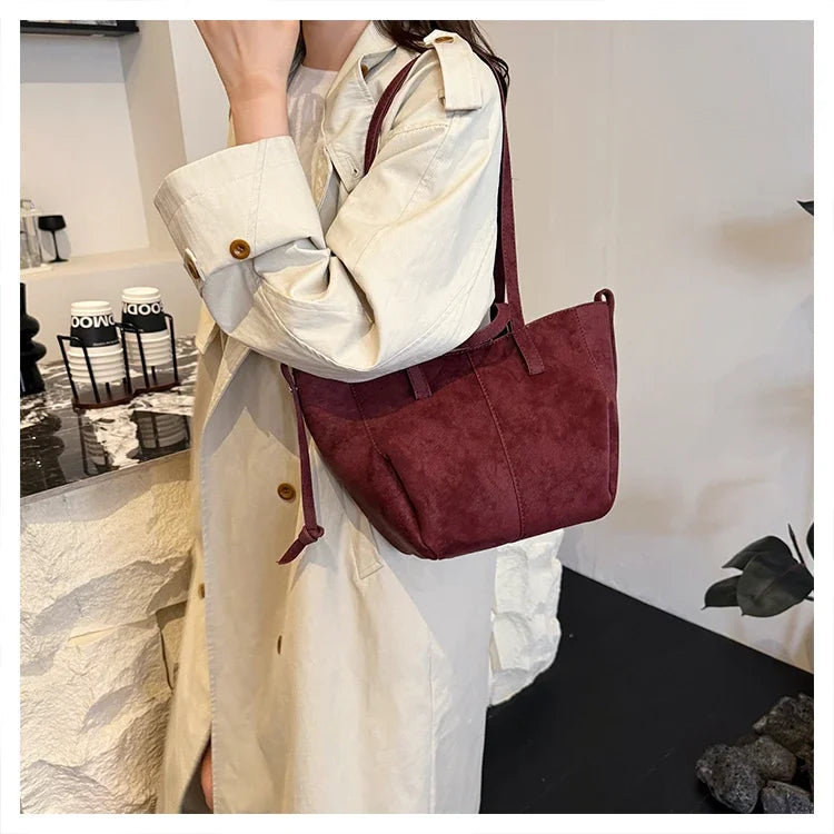 Light Luxury Solid PU Hasp Shoulder Bag for Women Commuting Frosted Leather Handbag 2026 Hot Sale Large Capacity Niche Tote Bags