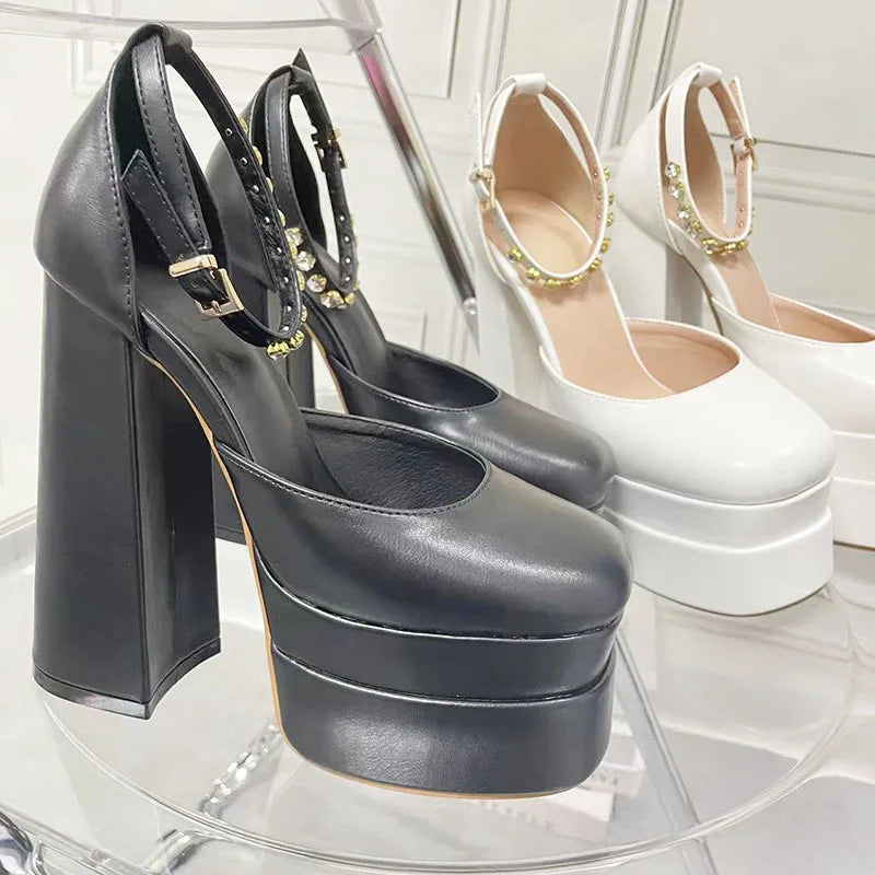 15cm Super High Heels Satin Wedding Shoes Sexy Women's Nightclub Pumps Double Platform Party Sandals Plus Size 35-42