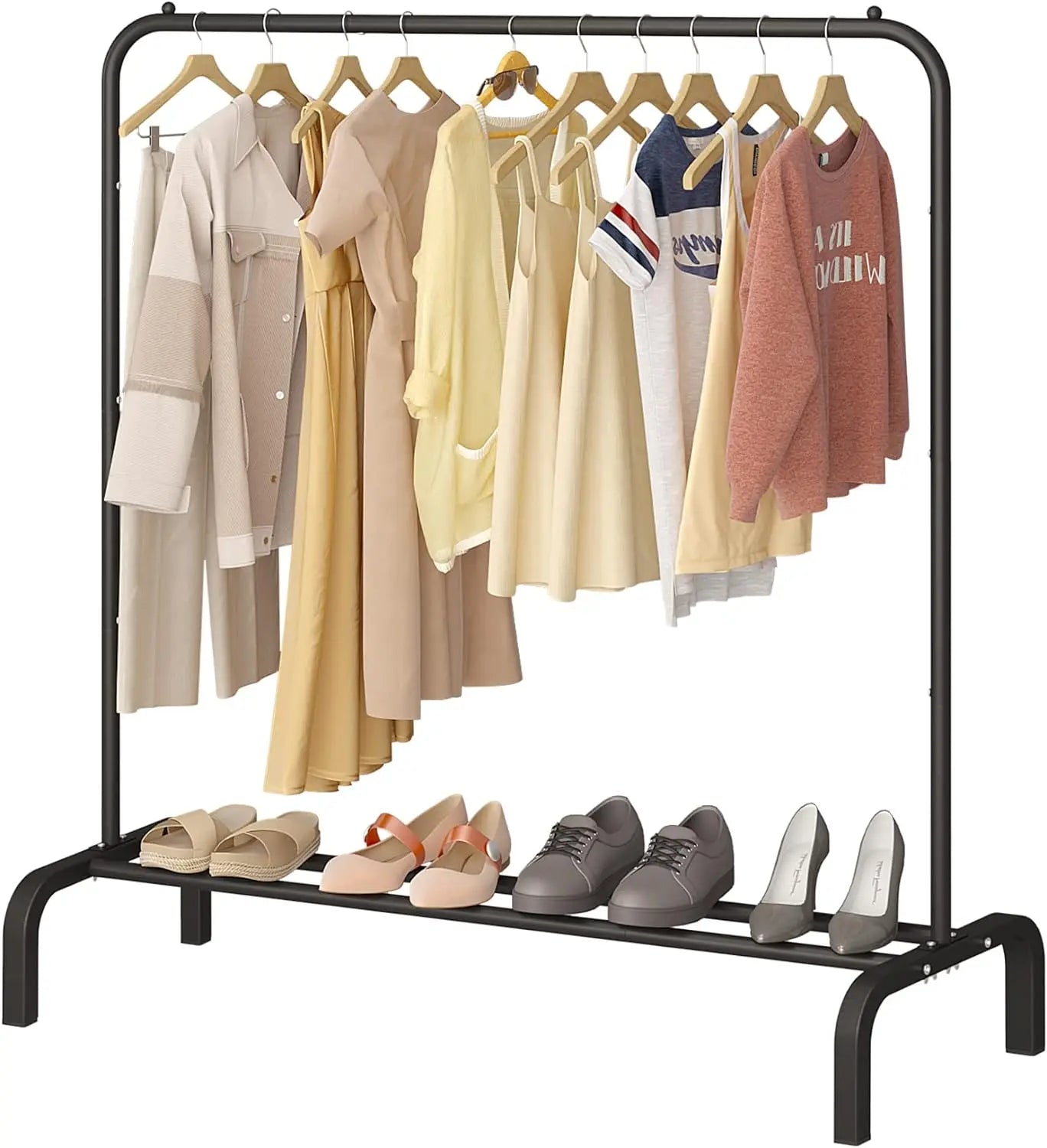 Metal Clothes Rack with Shoe Shelf