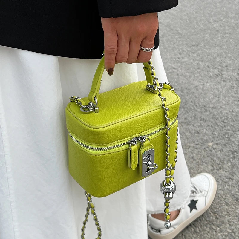 Mini Box Handbag - Chain Crossbody Shoulder Bag