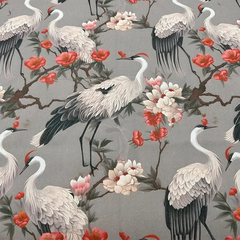 0.5m/1m/2m Encrypted Cotton Linen Retro Chinese Ink Style Fabric for Decorative Cloth, Tablecloths, Curtains, Handmade DIY Fabric
