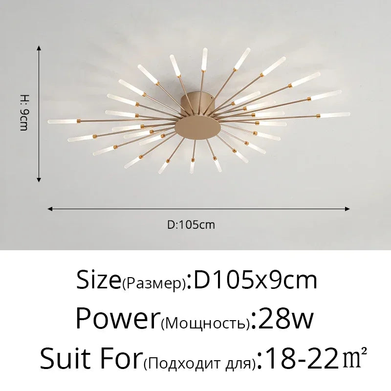 Modern LED Ceiling Chandelier – Black/Gold, 12–42 Heads, Dimmable