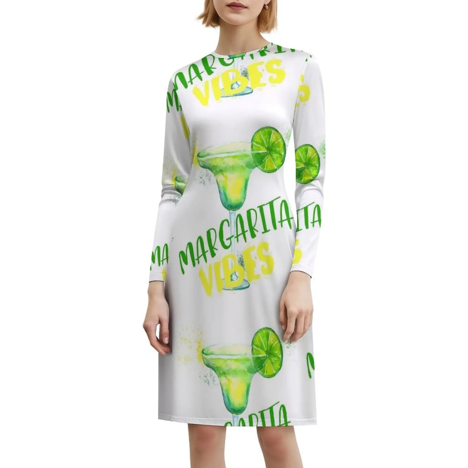 Margarita Vibes Women's Elegant Party Dress A-Line Dress With Short/Long/Sleeveless Options Margarita Tequila Cocktail Drink