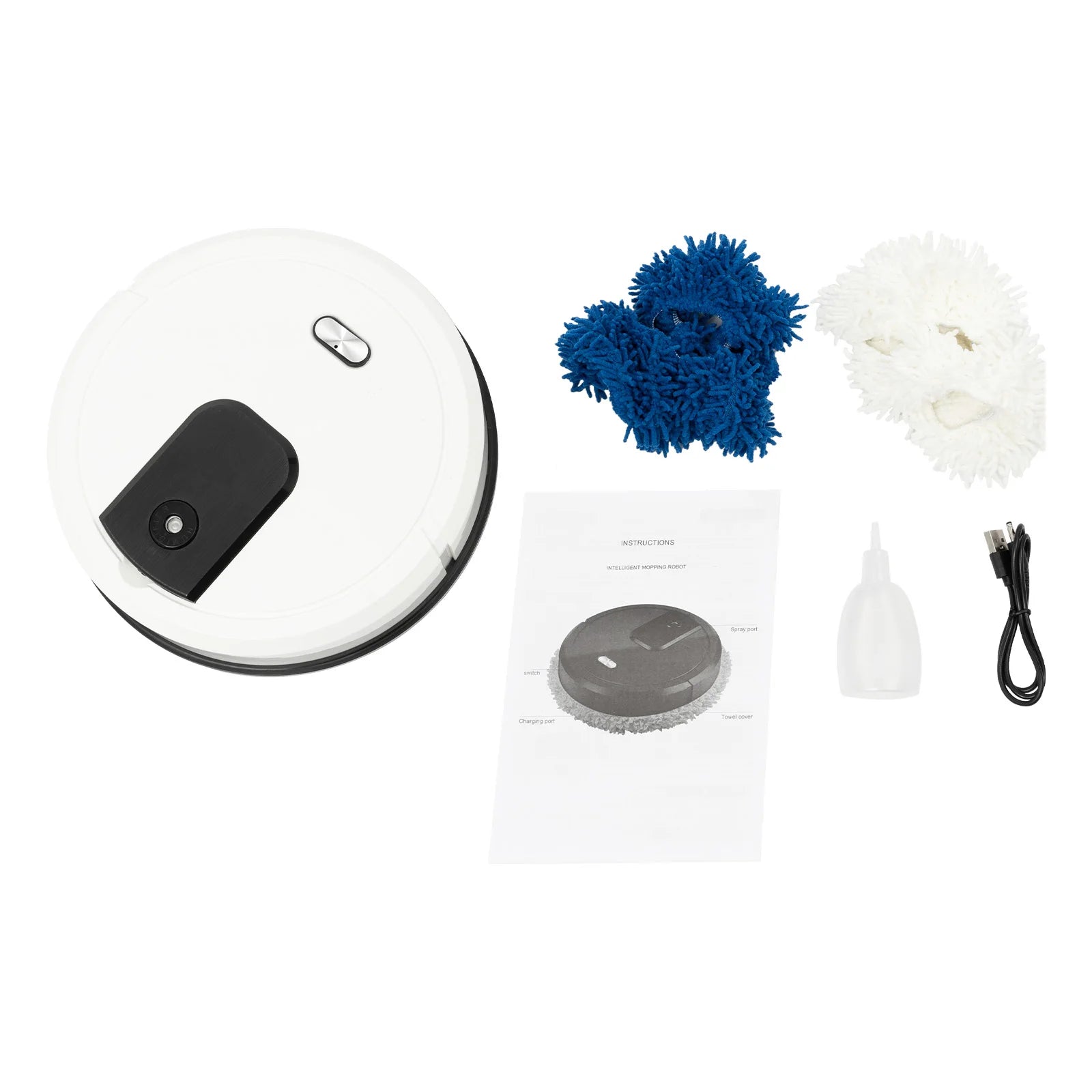 60min Cleaning Robot Mop 360° Sweeping Mopping Wet Dry