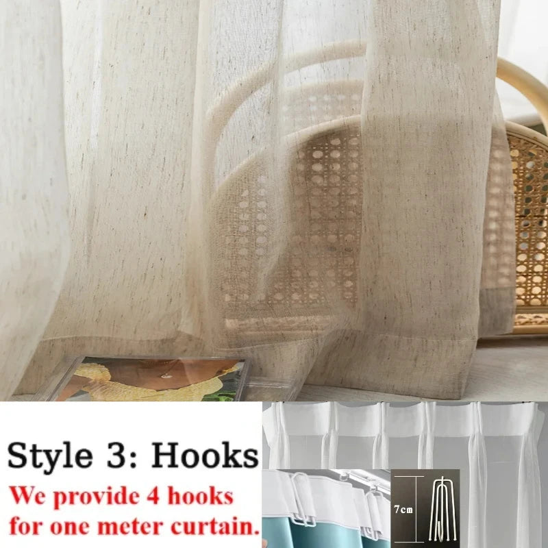 S-FOLD LINEN-LOOK SHEER CURTAINS - 80gsm Yarn Tulle, 5 Headings - Elegant Waves, Easy Rooms