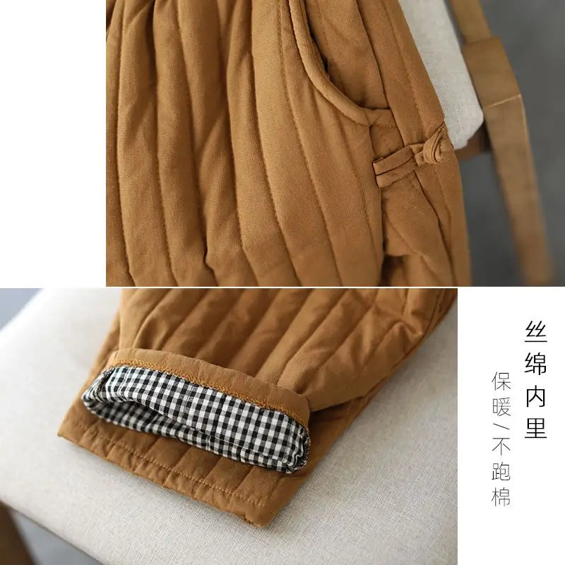 WARM COTTON WIDE LEG PANTS - Clip Fill, Elastic Waist - Cozy Layers