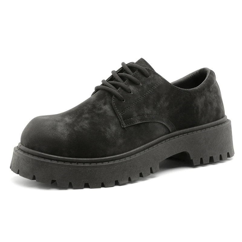 RISE UP - Men's Retro Platform High-Top Derby Shoes - Height Boosting Workwear Leather