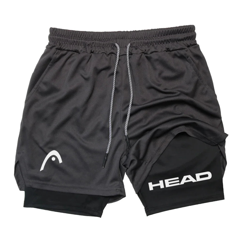 Anime Berserk Head Running Shorts Men Fitness Gym Training 2-in-1 Sports Quick Dry Workout Jogging Double Deck Summer
