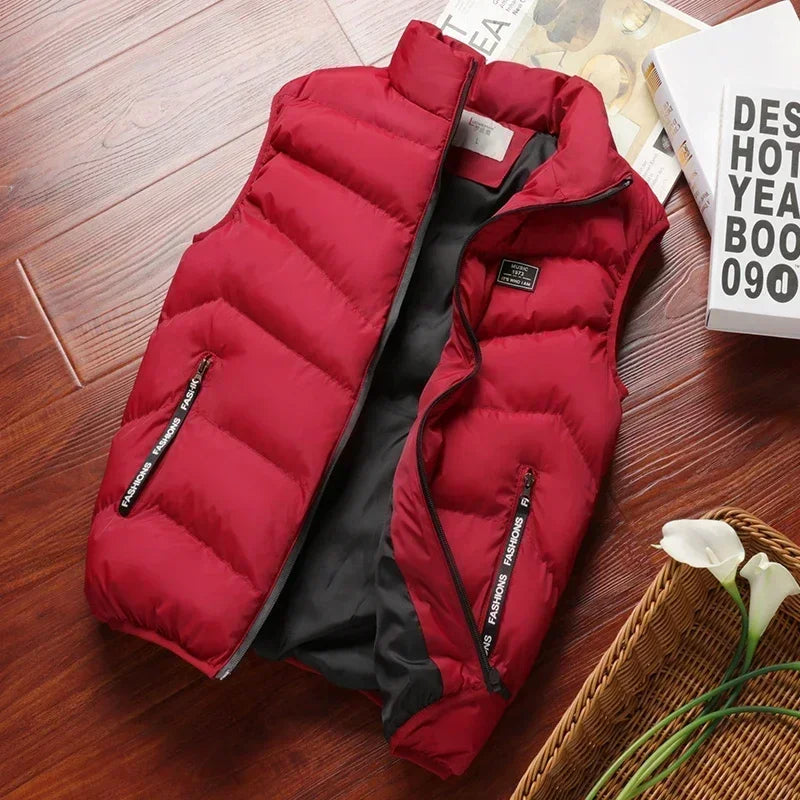 PUFF VEST - Men's Sleeveless Puffer Jacket - Mandarin Collar, 5 Colors, M-8XL