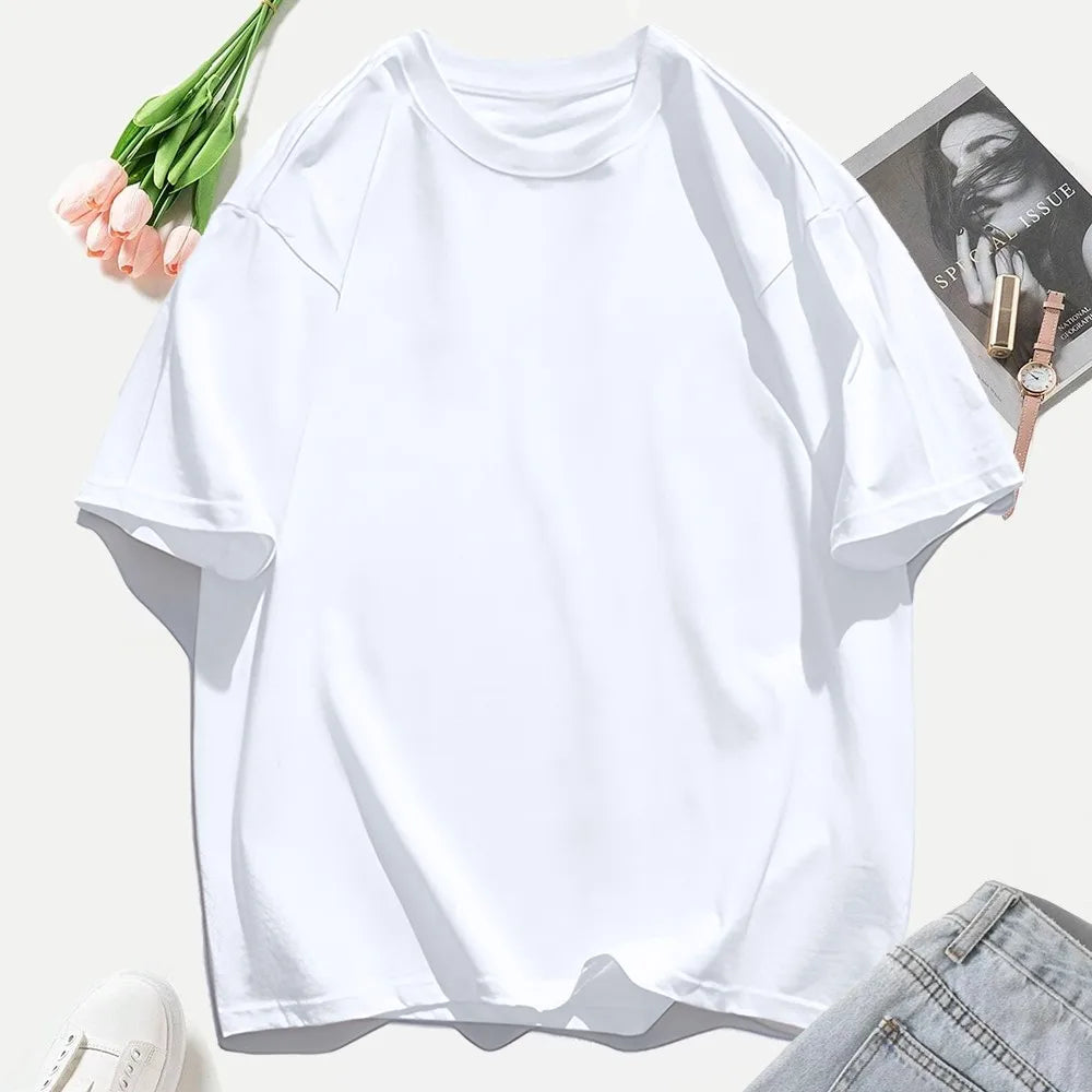 Woman 100% Cotton T Shirts Solid Color Casual T-Shirt O-Neck Summer Tops For Women Fashion Oversized Female Sportswear