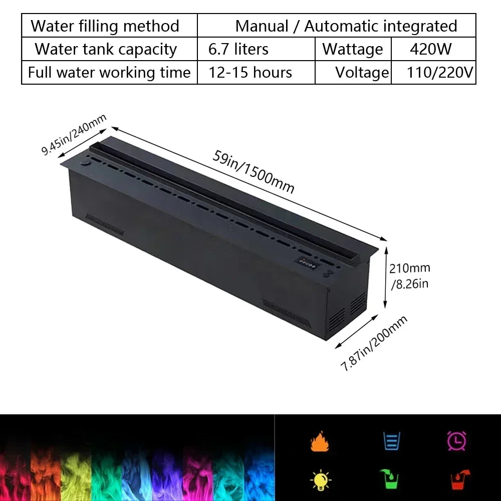 Smart Water Vapor Fireplace - Tuya APP - 3D Flame