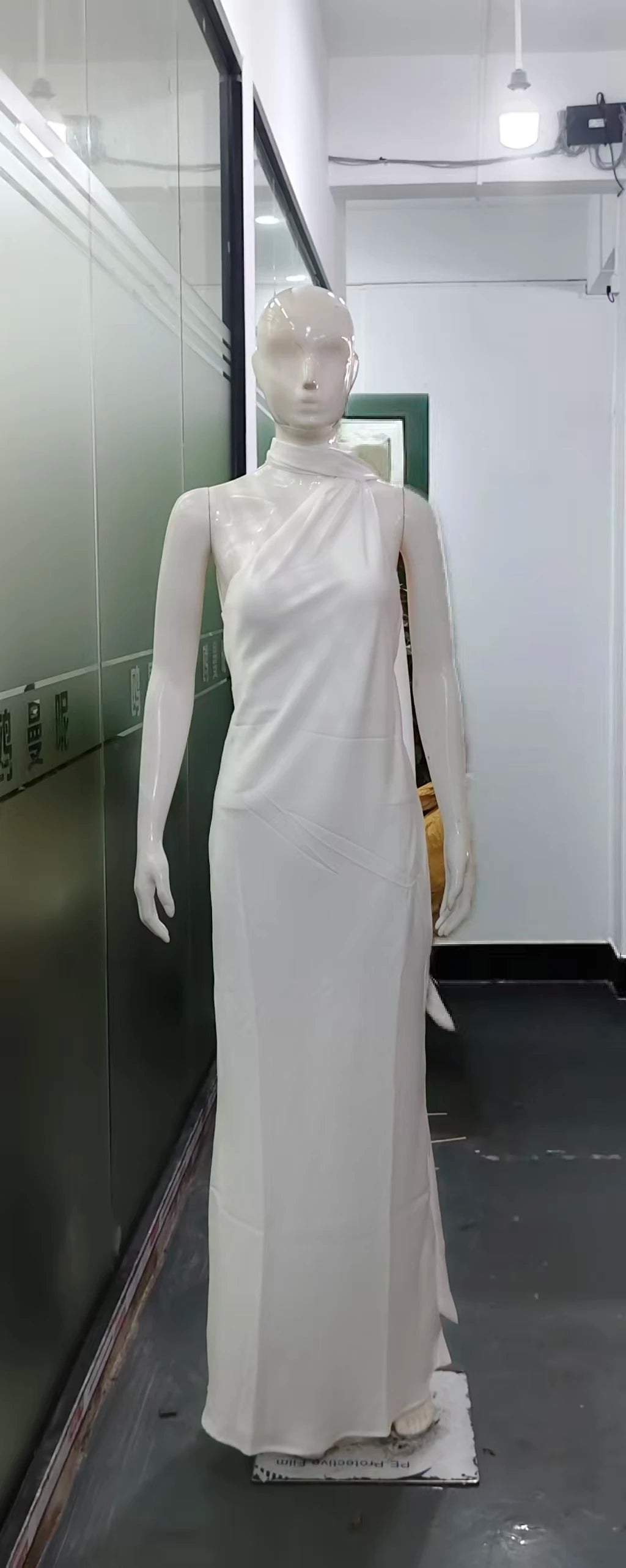 Satin Ribbon Halter Long Dresses Women's Backless Casual Maxi Dress Evening Wedding Guest White Blue Green Summer Graduation New