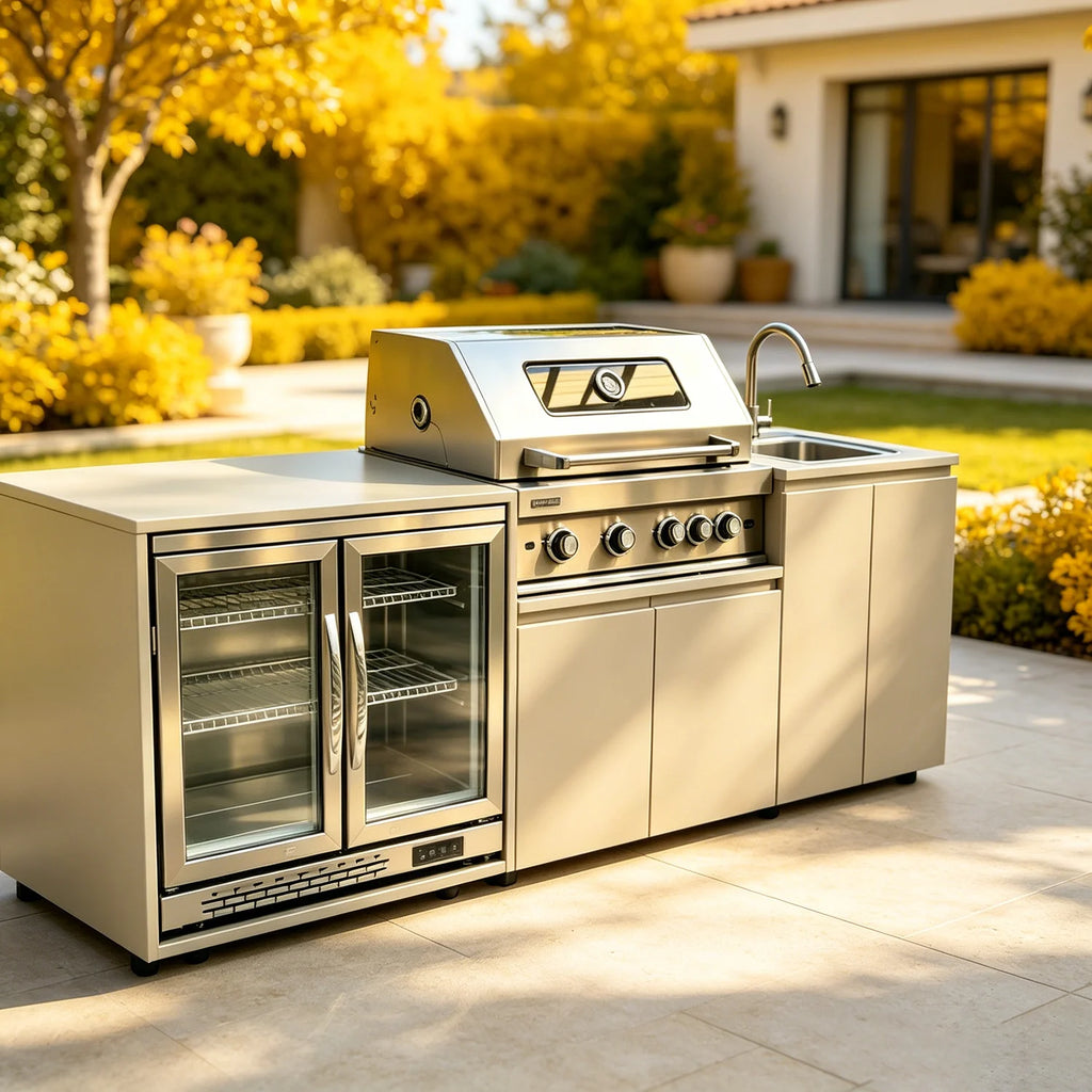 MODULAR OUTDOOR KITCHEN - Grill, Cooktop & Sink - Compact Setup