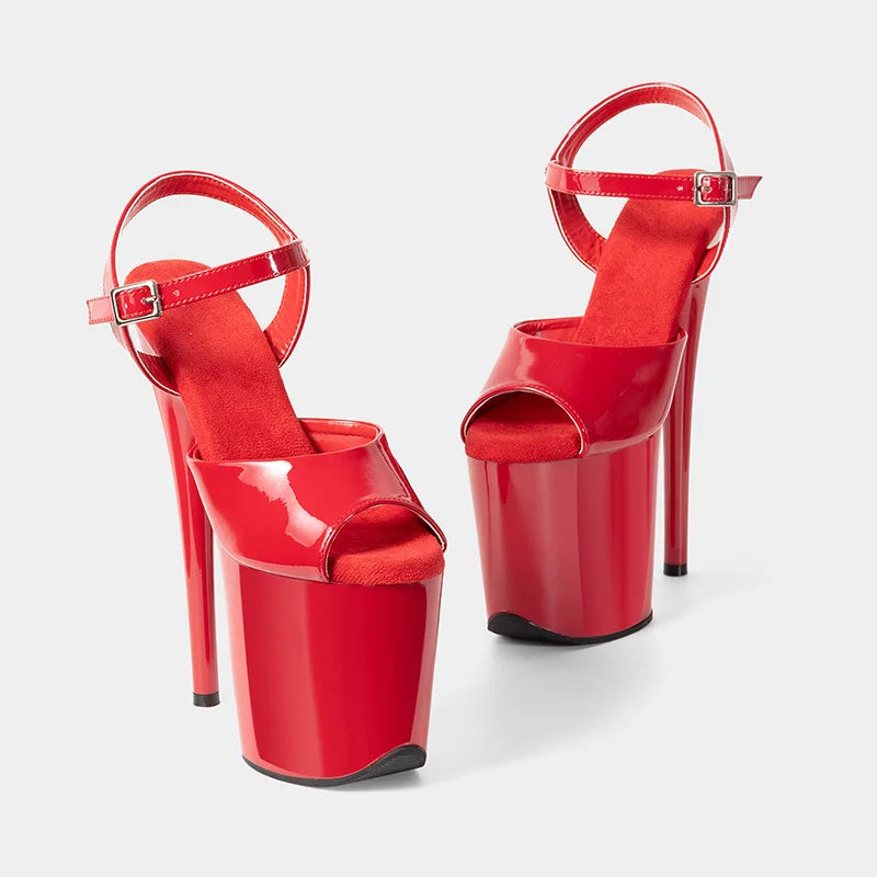 8-inch Sexy Super High Heels Transparent Crystal Wedding Pole Dance Shoes 20CM Stiletto Waterproof Platform Sandals Summer