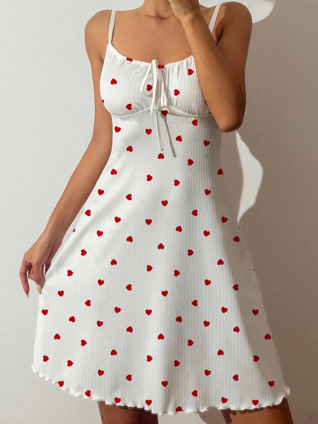 Women's Sleepwear Sexy Nightdress Night Gown Heart Printed Halter Neck Pajama Mini Dress Casual Sleepshirts Nightdress