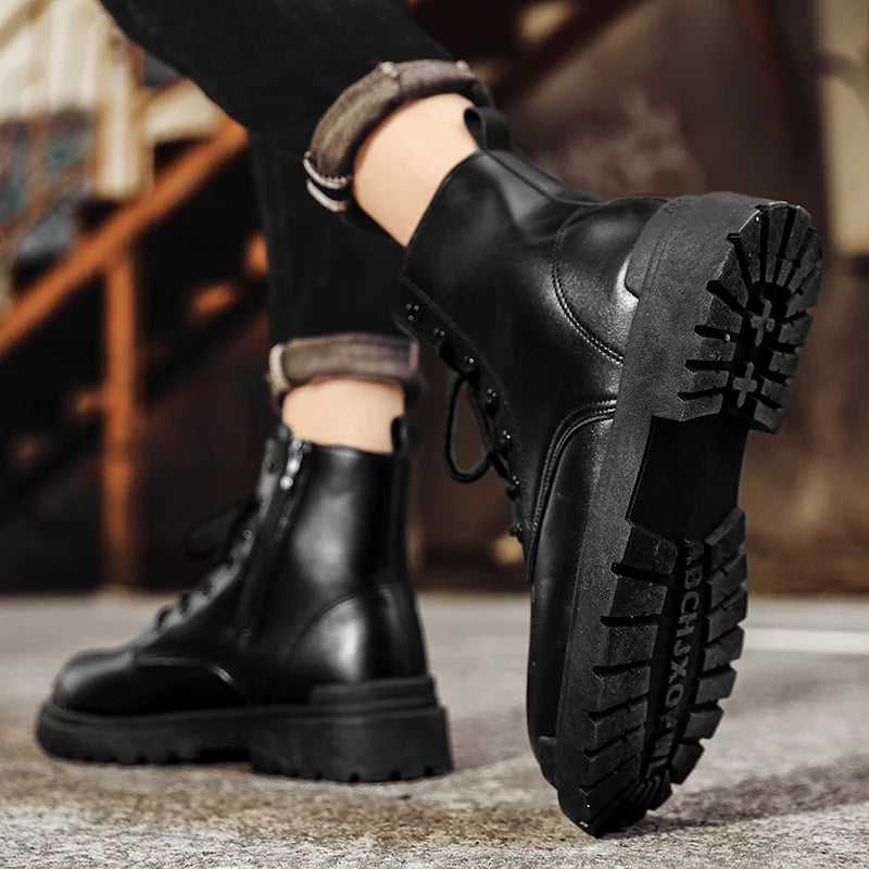 TRAIL BOSS - Men's Retro Leather Hiking Boots - Thick Sole, Anti-Slip Ankle Boots