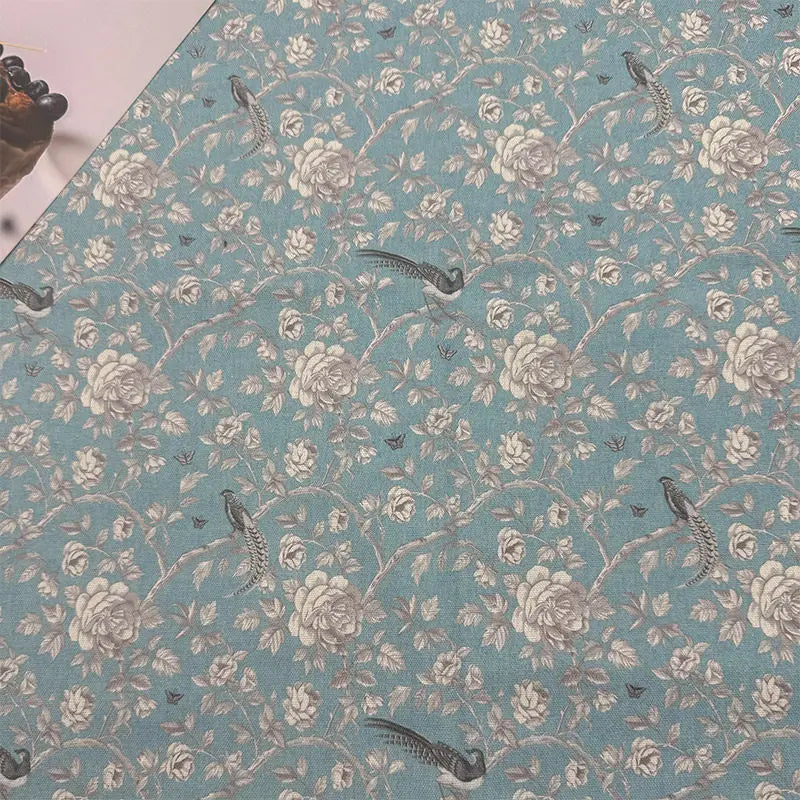 ORIENTAL PRINT COTTON LINEN FABRIC - Brocade Woven by the Meter - Bold & Breathable