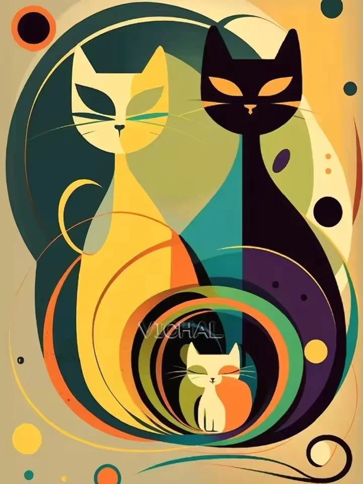 Colorful Cat Canvas Print - Frameless Rainbow - Playful Pop