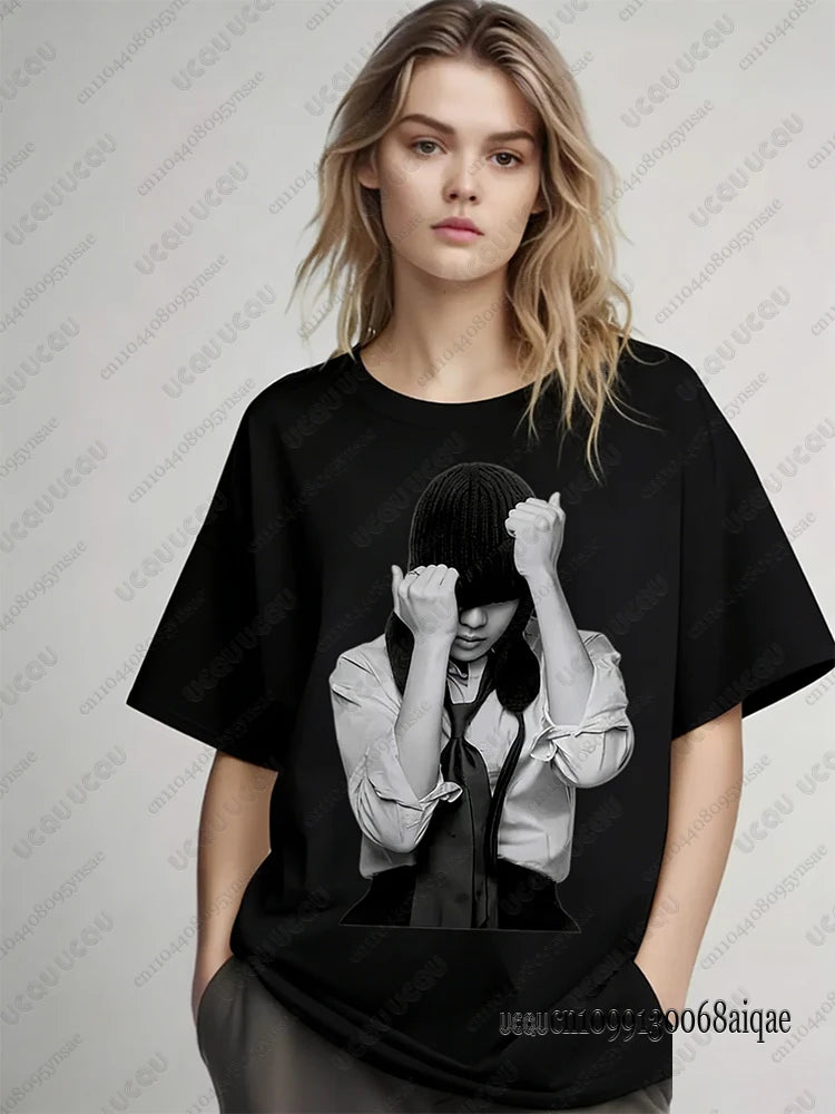 K-pop Famous Singer Polera Manga Corta Print T-shirts For Women 2026 World Tour Concert T-shirts Fans Gifts Y2K Boy Band Tops