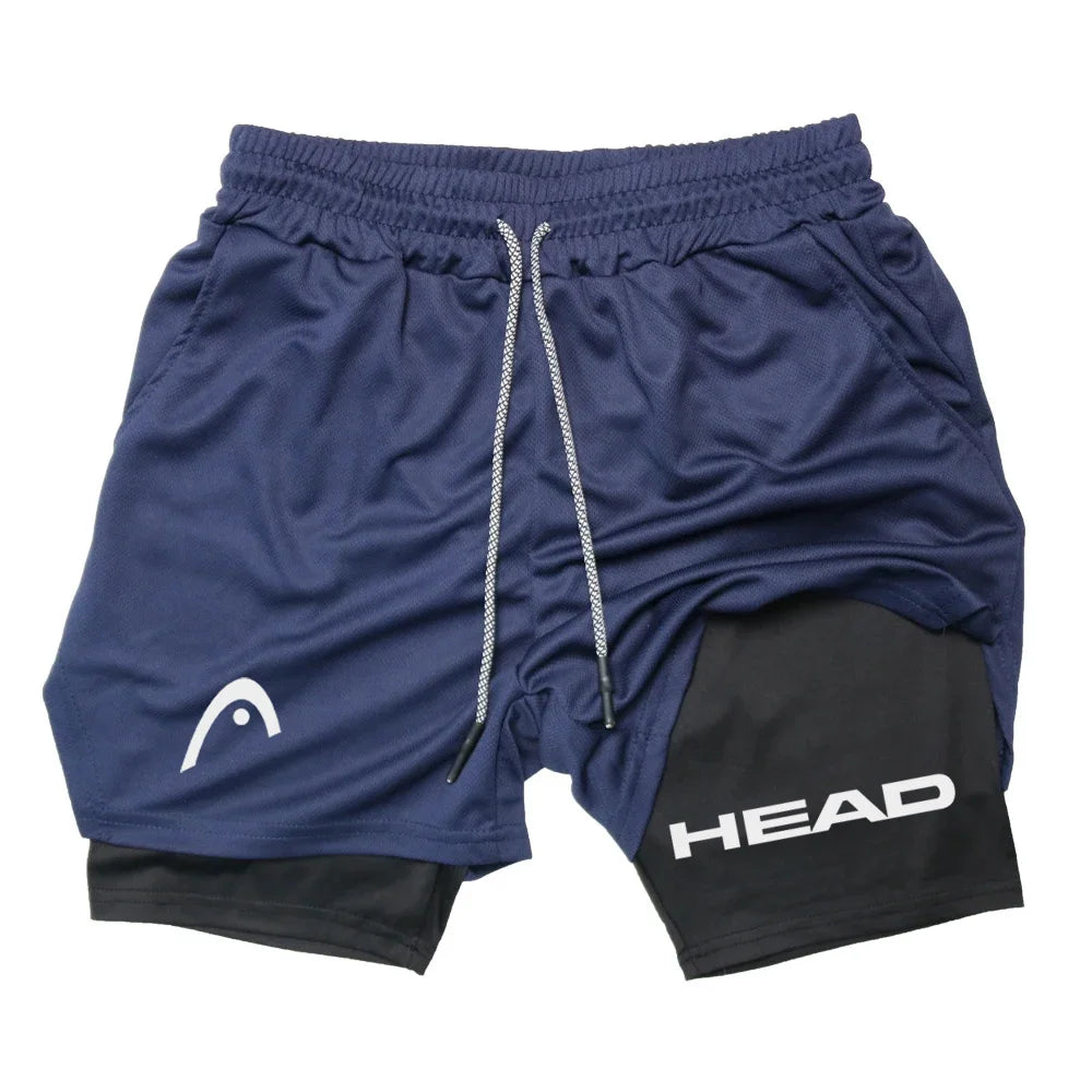 Anime Berserk Head Running Shorts Men Fitness Gym Training 2-in-1 Sports Quick Dry Workout Jogging Double Deck Summer