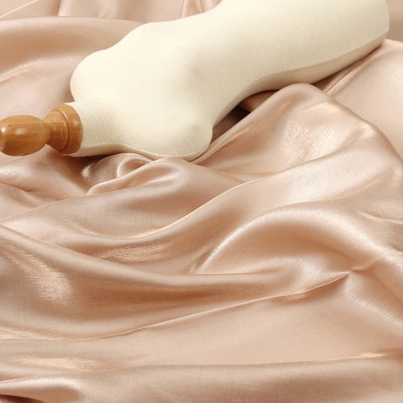 Gradient Wine Red Glazed Silk Satin Fabric Hanfu Pants Skirt Wedding Skin-friendly Breathable Bright Luster
