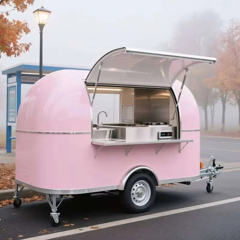 Mini Food Trailer – Pink Concession Cart Stainless Kitchen