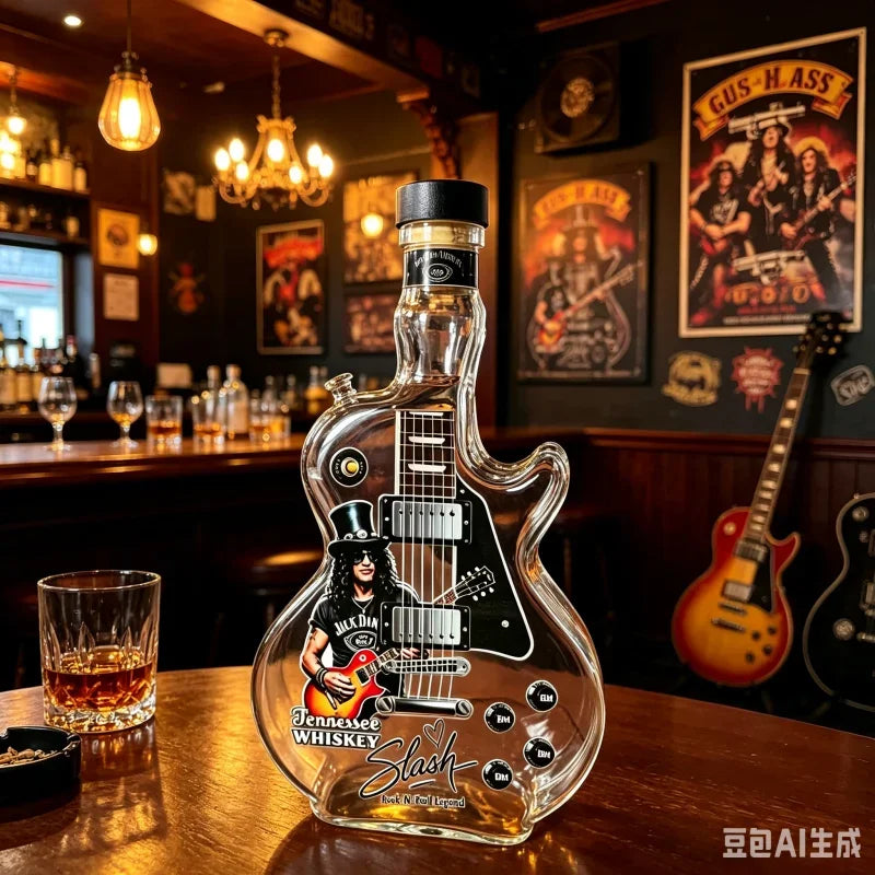 Guitar Shaped Whiskey Decanter – Rock Legend Liquor Bottle Collectible Barware