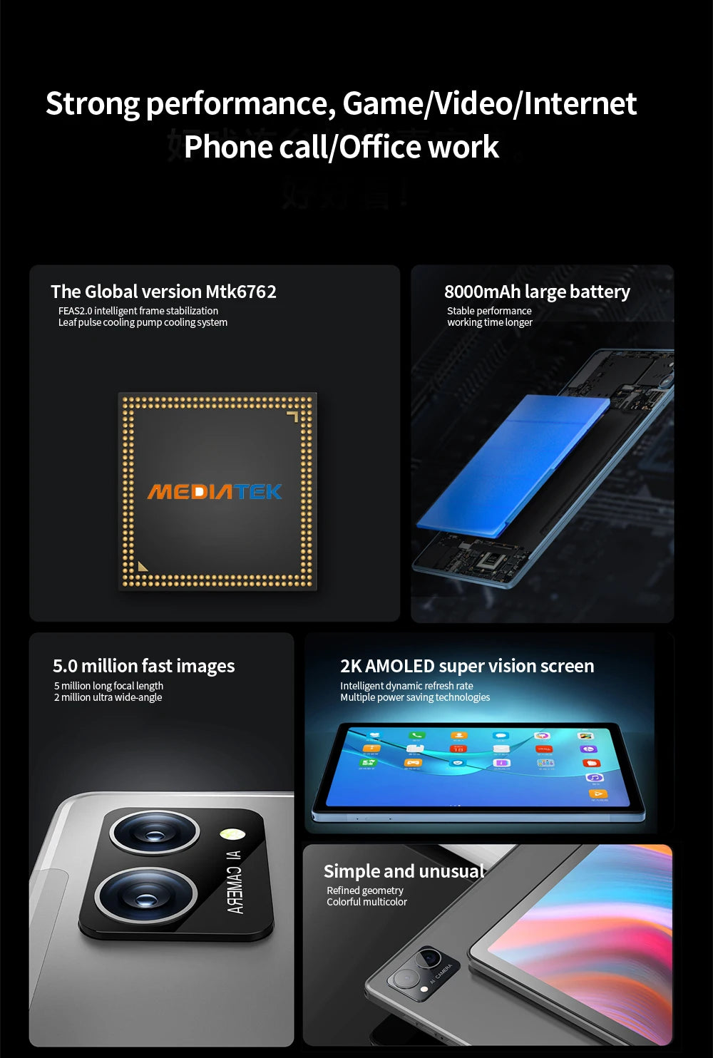 BDF P60 10.36" OLED - 8GB+512GB Android 13 4G Tablet