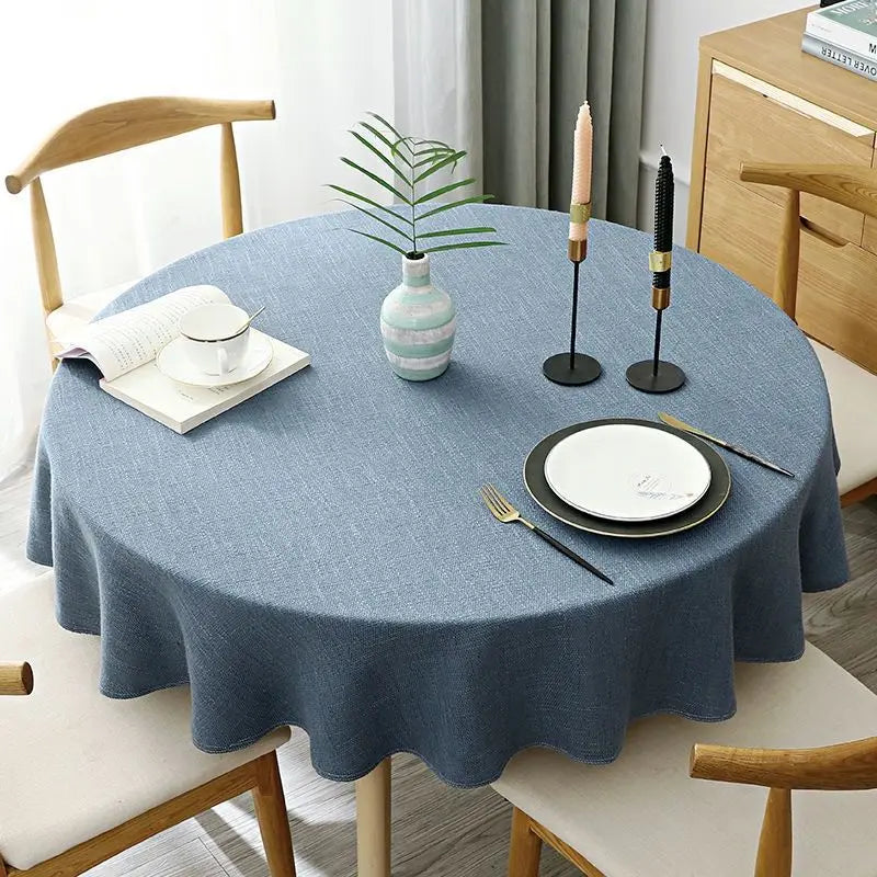 ROUND LINEN TABLECLOTH - Cotton-Linen Blend, 8 Colors, Multi-Size - Calm Tables