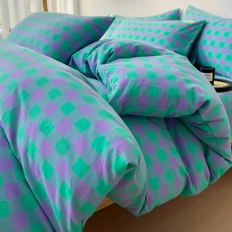WASHED COTTON PLAID FABRIC - 100% Cotton, 270g/m - Soft Rooms