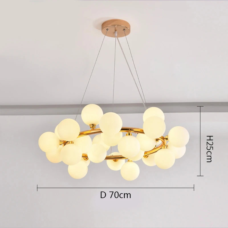 Glass Ball Chandelier – Gold/Black, 8–45 Heads, Scandinavian