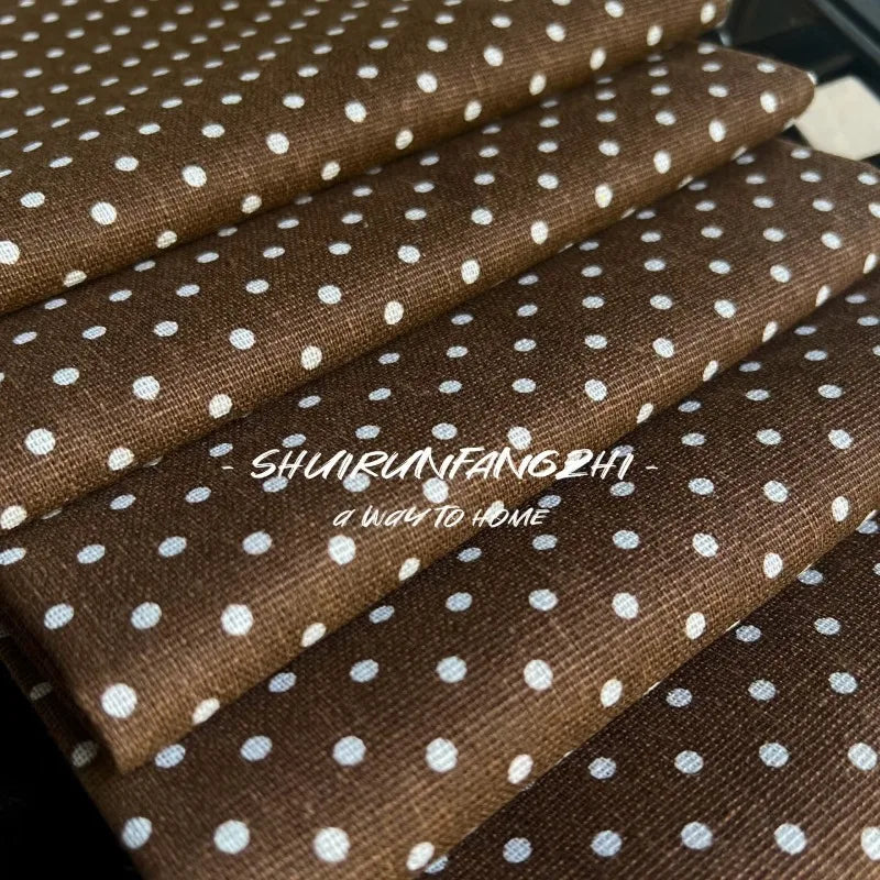 Polka Dot Cotton Linen Fabric Coarse Burlap Texture Rustic for Sofa Curtain Tablecloth Pillow DIY Sewing Accessories