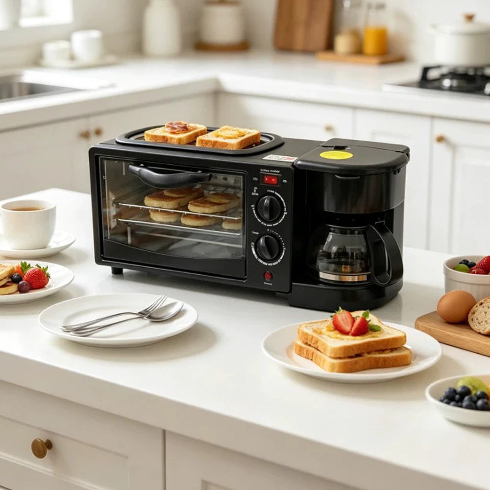 3 in 1 Breakfast Maker – 9L Oven Coffee Maker Frying Pan