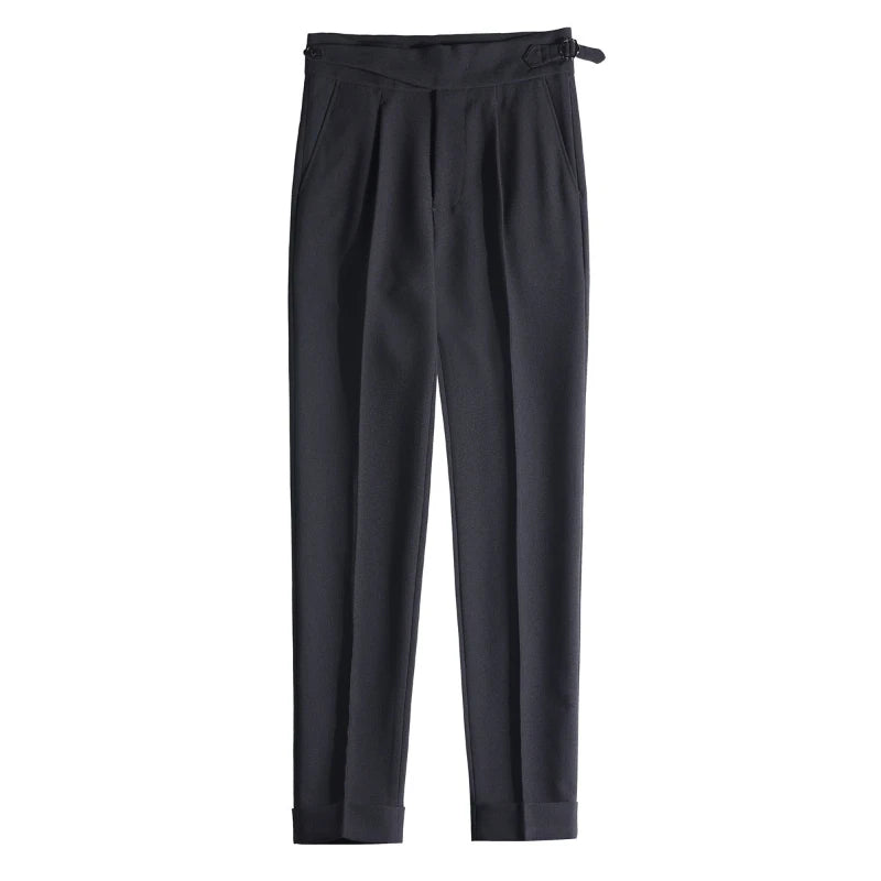 NAPLES SLIM - Men's High Waist Slim Tapered Business Suit Trousers - Black, W29–36