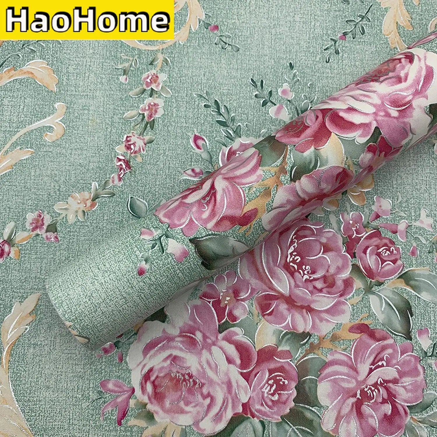 GREEN FLORAL PEEL & STICK WALLPAPER - Retro Bloom, 3 Roll Sizes - Soft Walls